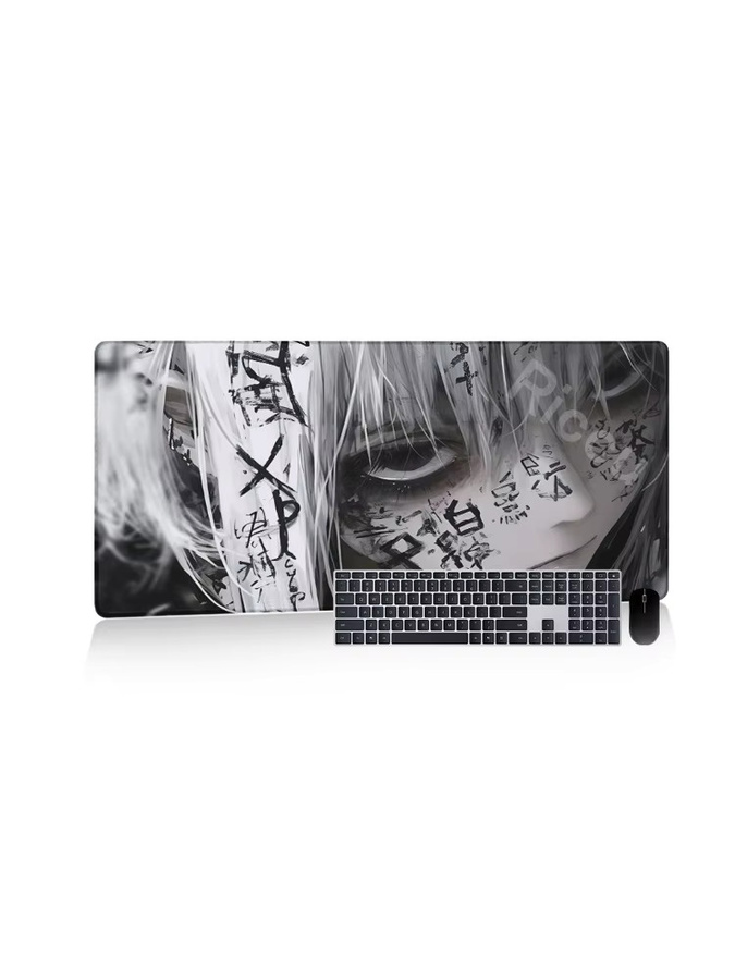 Riccu Anime Girl XXL Gaming Mauspad Schwarz Multicolour Rutschfeste Schreibtischunterlage für PC-Setup - Bild 5