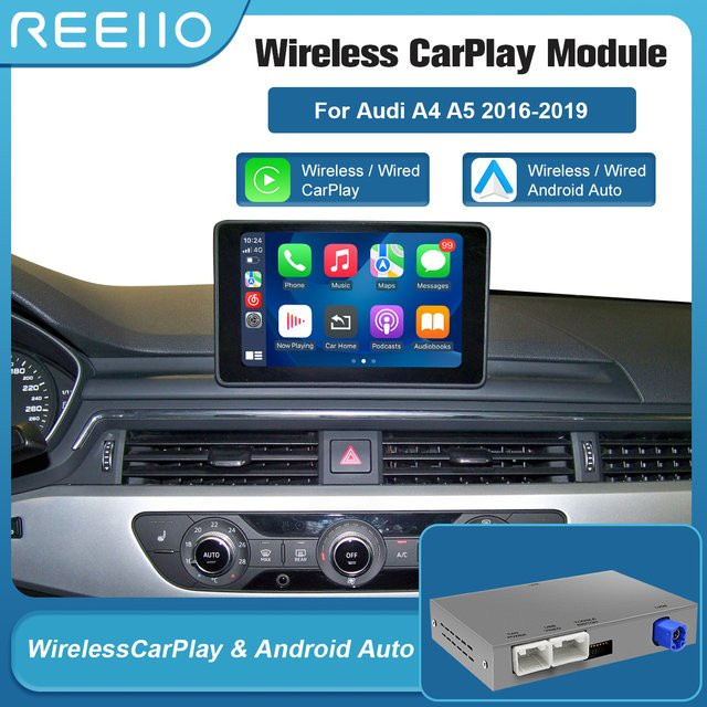 AUTOABC Drahtloses CarPlay und Android Auto Interface für Audi A4 B9 sowie A5 (2016-2018) mit Mirror Link, AirPlay und Rückfahrkamera Unterstützung - Bild 1