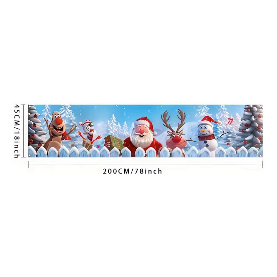 VIKAMA Weihnachtsbanner mit Weihnachtsmann als hängende Dekoration für Garten und Innenräume, Mehrfarbig, B/H: 180 x 35 cm - Bild 4