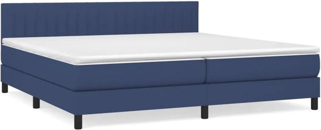 vidaXL Boxspringbett mit Matratze in Blau aus Stoff, Hybrid-Modell mit Taschenfederkern, B/T: 200 x 200 cm - Bild 1