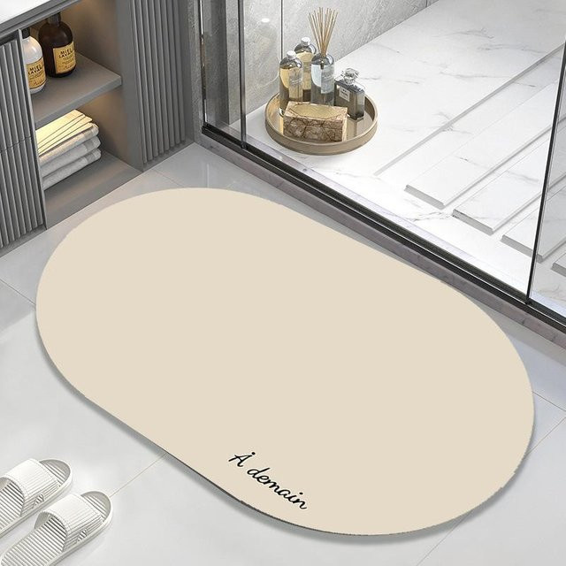 Rutschfeste Kieselgurmatte für das Badezimmer von Yiran Furniture, saugfähige Fußmatte aus Polyester, Beige/Gelb, B/T: 60 x 40 cm - Bild 1