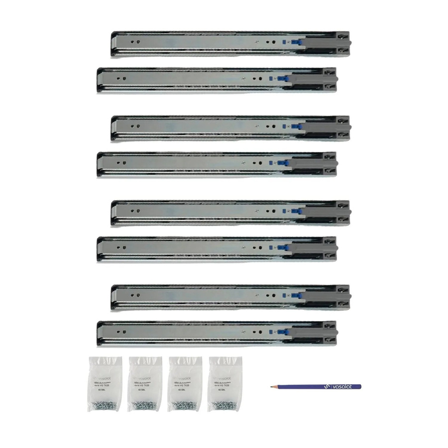 vasalat Kugelauszug Softclose Vollauszug mit Dämpfung, 4 Paar, Farbe: Silber, Länge: 350 mm - Bild 2