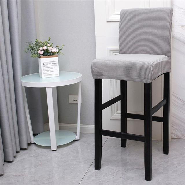Wasserdichter Barstuhlbezug von Yiran Furniture in Hellgrau mit kurzer Rückenlehne, elastischer Stretch-Stoff, schmutzabweisend und waschbar - Bild 1
