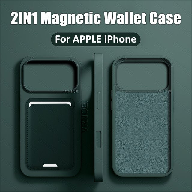 VRNOEI 2-in-1 Silikon Handyhülle mit magnetischer Brieftasche für iPhone 11 bis iPhone 17 Pro Max, Orange - Bild 1