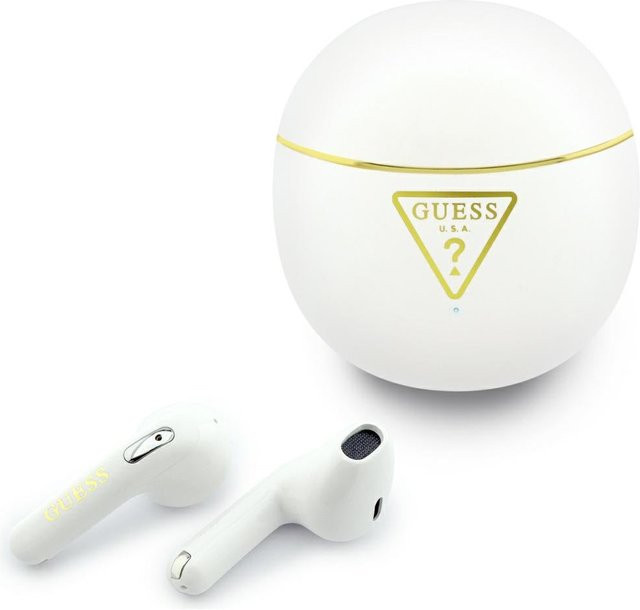 Guess Handsfree TWS Bluetooth Kopfhörer mit Script Print in Weiß - Bild 1