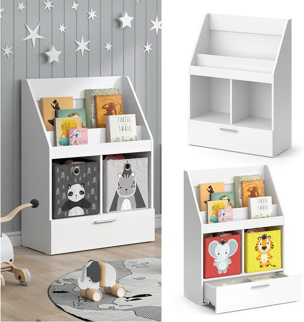Vicco Kinderregal Luigi Weiß, modernes Standregal für das Kinderzimmer mit B/H: 72 x 96 cm - Bild 1