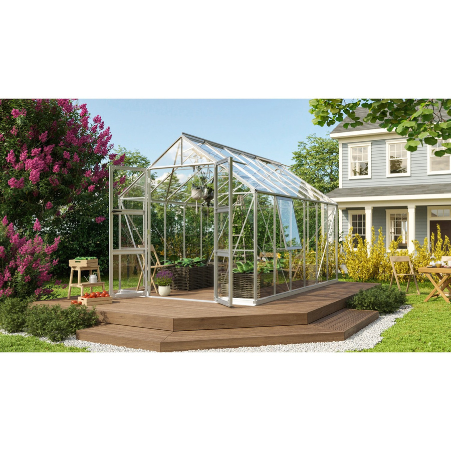 Vitavia Gewächshaus Olymp 9900 aus Aluminium Eloxiert in Silber mit Sicherheitsglas und Fundament für deine Pflanzenzucht im Garten - Bild 2