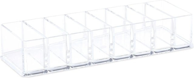 Relaxdays Make Up Organizer aus Kunststoff in Transparent mit 8 Fächern, B: 25,5 cm, T: 5 cm, H: 9 cm - Bild 1