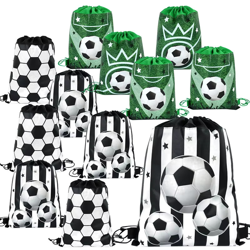 YONGSNOW Fußball Vlies Geschenktaschen mit Kordelzug für Kinder Geburtstage und Sportpartys, Mehrfarbig - Bild 3