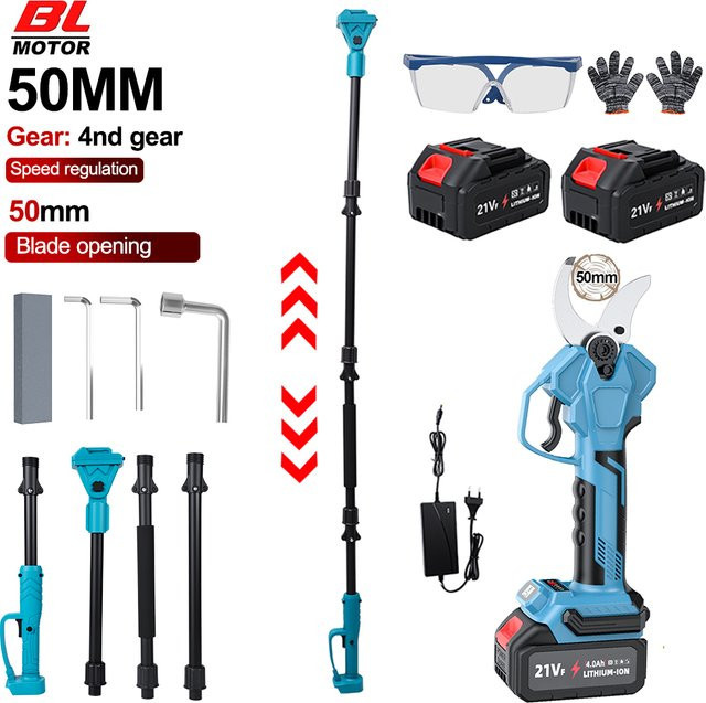 Kabelloser elektrischer Astschneider mit Teleskopstange für Makita 18V LXT Akku, 50 mm bürstenloser Hochastschneider in Blau - Bild 1