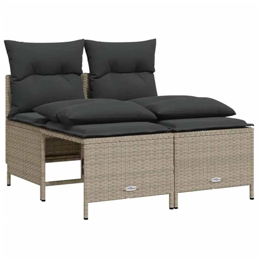 vidaXL 4-teilige Garten-Sofagarnitur aus Poly-Rattan in Hellgrau mit Polsterkissen und pulverbeschichtetem Stahlgestell - Bild 2