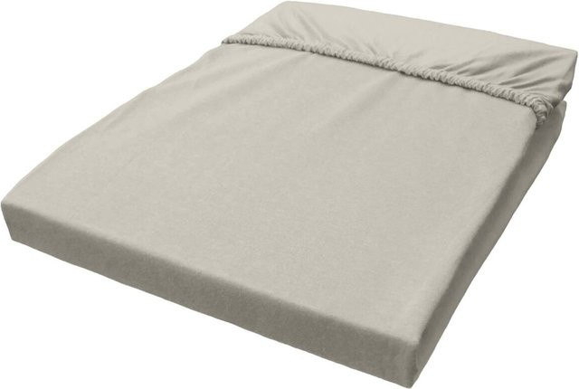 Castell Spannbetttuch Biber aus Baumwolle in Beige und Silber, B/B: 180 x 200 cm - Bild 1