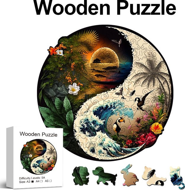 Ruhiges und raues Meer Holz Puzzle, Tiere, Holz, Bunt / Mehrfarbig - Bild 1