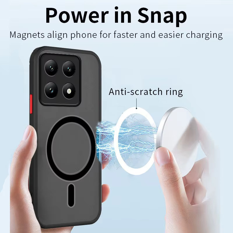 Matte magnetische Saughalterung Handyhülle für Xiaomi 15T 14T 13T 12T 11T 10T Pro Lite in Schwarz, stoßfeste Hartschale Schutzhülle - Bild 3