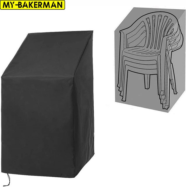 MY·BAKERMAN Staubschutzhülle für stapelbare Gartenstühle, wasserdichte Möbelabdeckung für Terrasse und Outdoor, Schwarz - Bild 1
