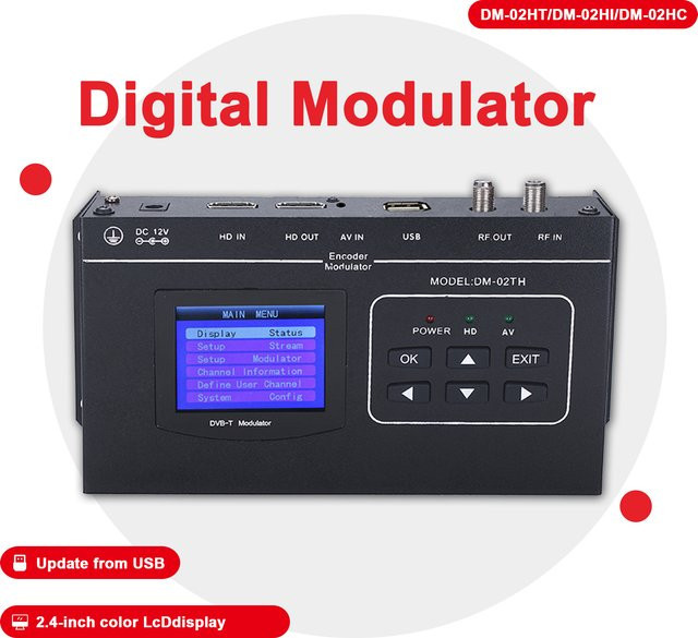 Tuoying 1-Kanal HD-Encoder-Modulator TDT-Modulator HDMI zu RF DVB-T ISDBT DVB-C DTV in Schwarz - Bild 1