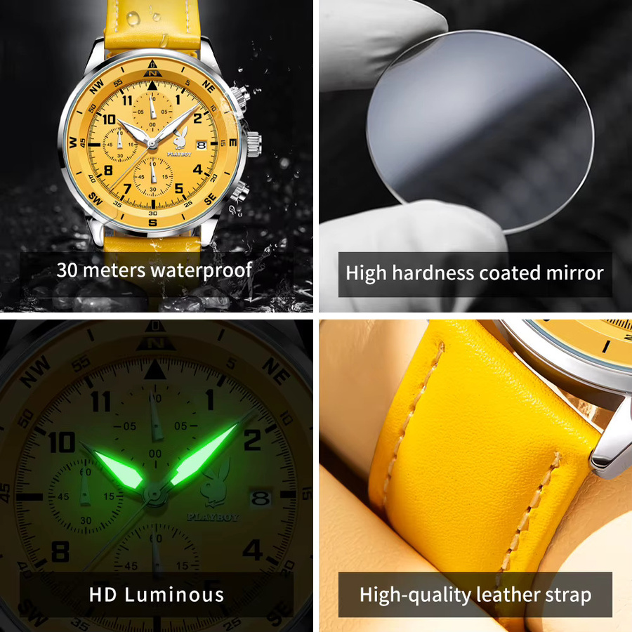 PLAYBOY Chronograph Armbanduhr, Quarz, Leder, Herren - Bild 2