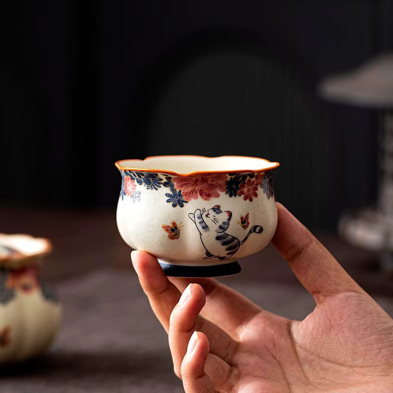 Persönlicher Duft Sniffing Master Cup aus Porzellan mit Katzendesign in Multicolour für die Gongfu-Teezeremonie - Bild 3
