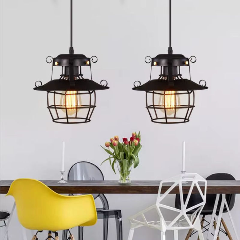 JOYINLED Industrielle Hängelampe im Retro-Stil für Restaurant und Bar, Schwarz, Metall - Bild 5