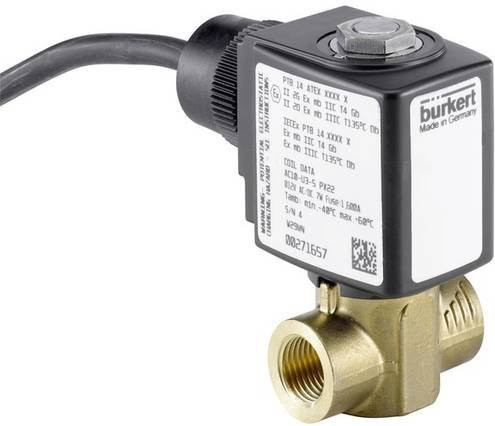 Bürkert Kolbenventil 349318 6240 in Schwarz aus Edelstahl mit 24V, G 3/8 Nennweite und 6mm Zwangssteuerung - Bild 1