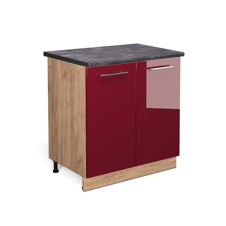 Vicco Spülenunterschrank Fame-Line Bordeaux Hochglanz in Eiche und Anthrazit mit Regal, B/T/H: 80 x 60 x 82 cm - Bild 2