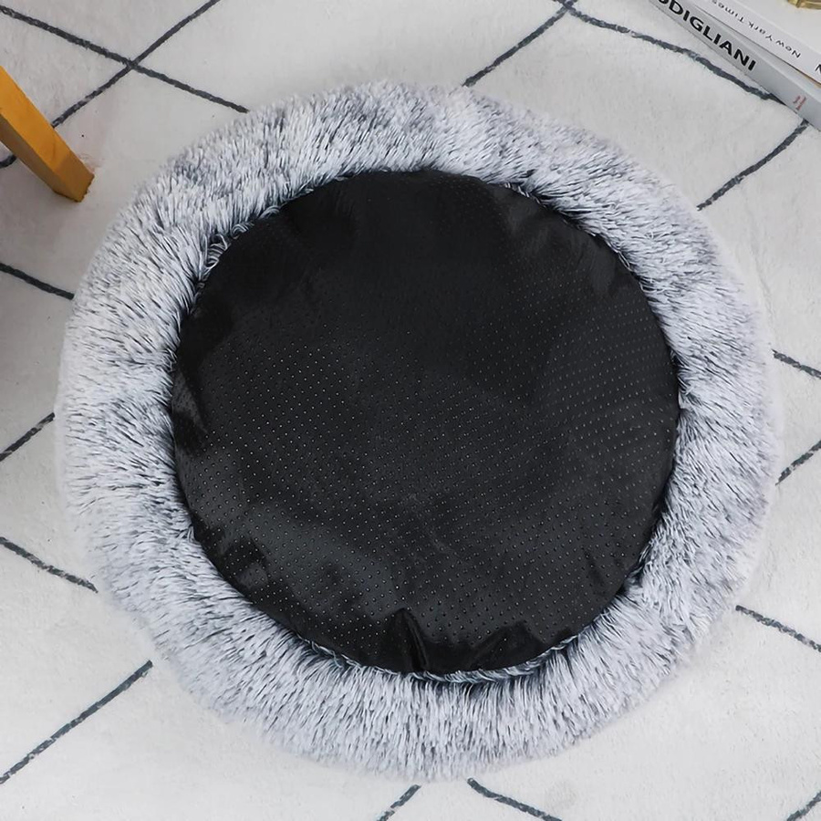 Donut-Hundebett aus Plüsch für kleine und mittelgroße Hunde und Katzen, Farbe: Grau, Durchmesser: 40 cm - Bild 2