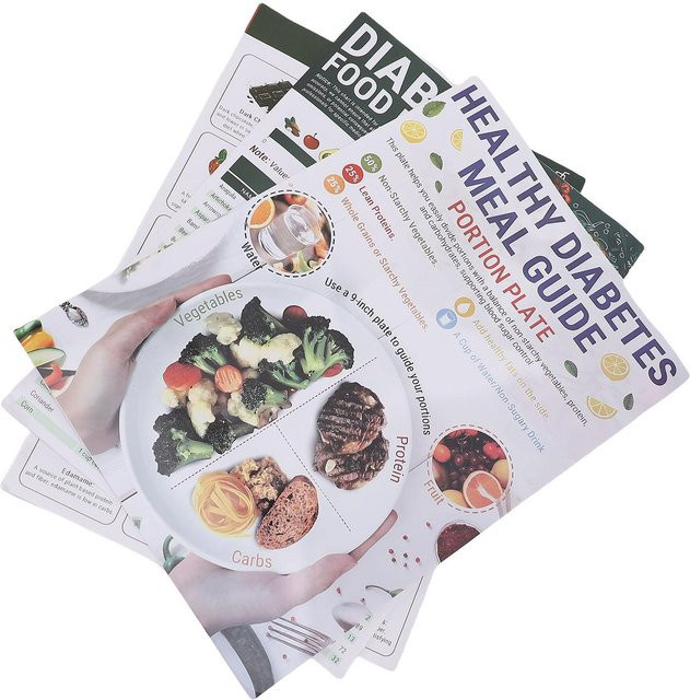 3er Set Mahlzeitenplaner und Diätplan-Lehrtafeln mit Glykämischem Index für Low Carb in Grau und Multicolour - Bild 1