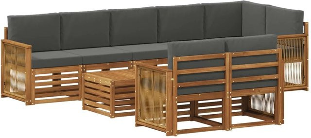 vidaXL Sofagarnitur aus Massivholz Akazie im modernen Latten-Design, Farbe: Braun oder Anthrazit - Bild 1