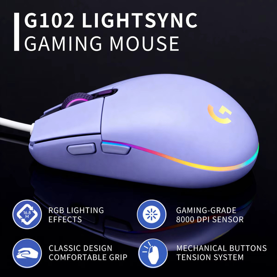 Logitech G102 Prodigy Gaming-Maus mit HERO-Sensortechnologie und RGB-Hintergrundbeleuchtung in Schwarz - Bild 6