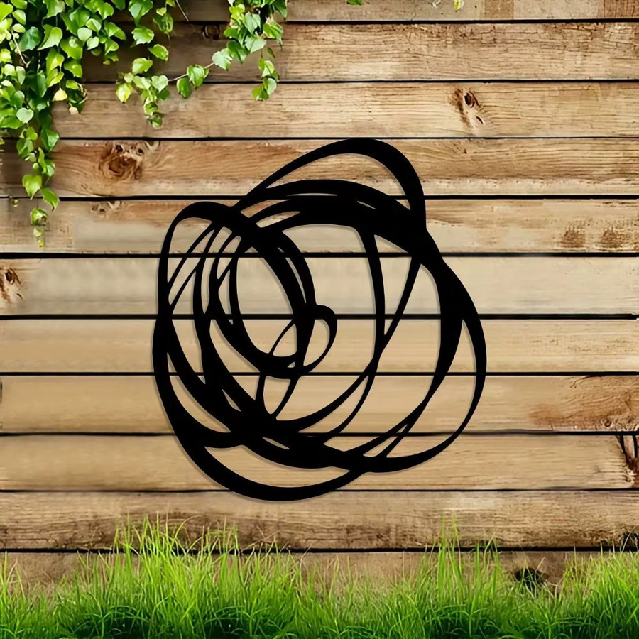 Syyke Moderne Metall-Wandskulptur CIFBUY Abstrakte Kreisförmige Eisenkunst in Schwarz für Wohnzimmer und Terrasse - Bild 2