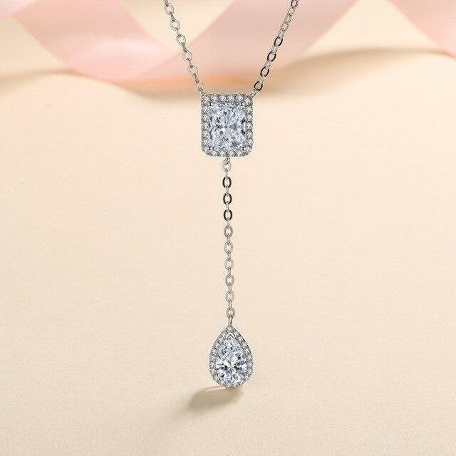 Anhänger Halskette, 925 Sterling Silber, Moissanit, Beige, Unisex - Bild 1