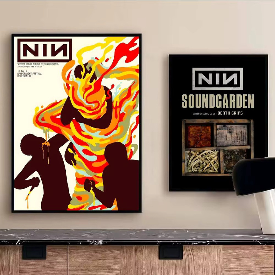 Wasserfester Wandaufkleber N-Nine I-Inch Nails Poster im Retro-Stil, abstrakter Wandkunstdruck für Wohnzimmer und Schlafzimmer, Mehrfarbig - Bild 4