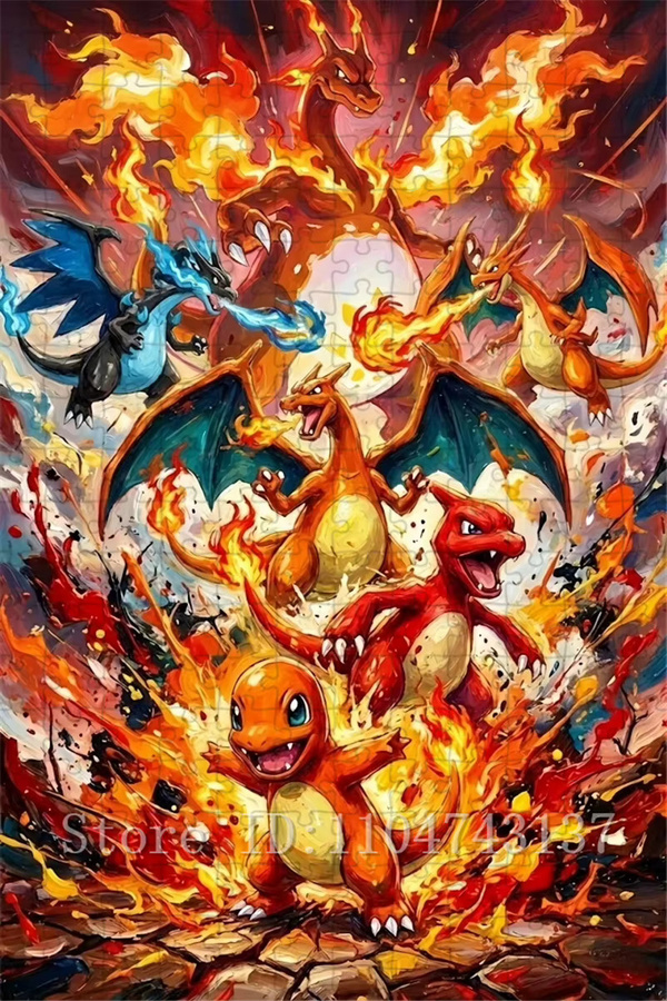Potdemiel Charizard & Charmander Evolution Puzzle, Pokémon, Holz, Pappe / Karton - Bild 2