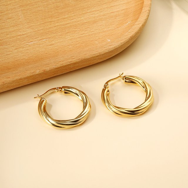 LUXUSTEEL Creolen, vergoldeter Edelstahl, Gold, Kinder - Bild 1