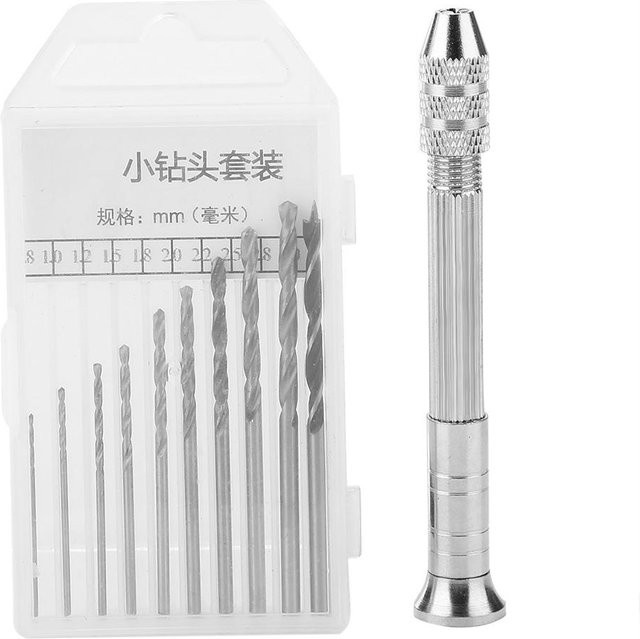 CosyHome Mini Handbohrer Set in Silber aus Edelstahl für Schmuck Gravur und Heimwerkerarbeiten mit Stahl- und Holzbohrern - Bild 1