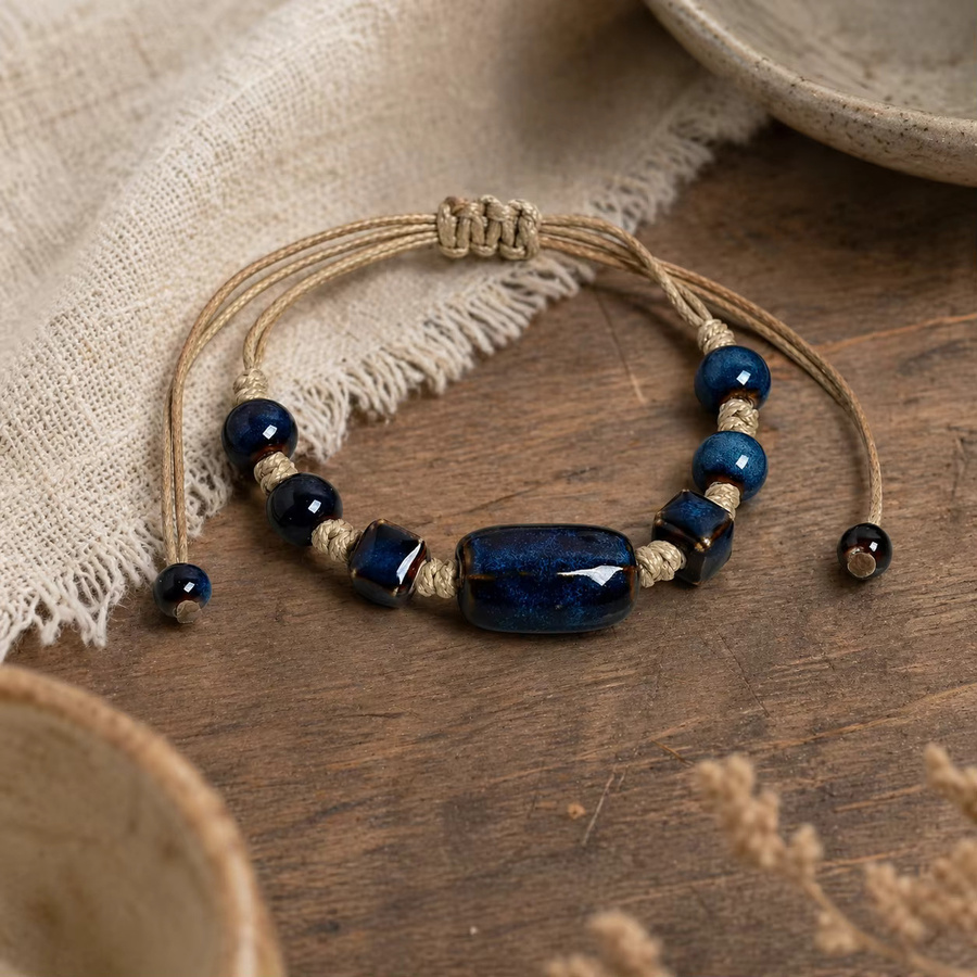Armband Midofare, Keramik, Perle, Blau, Damen - Bild 2