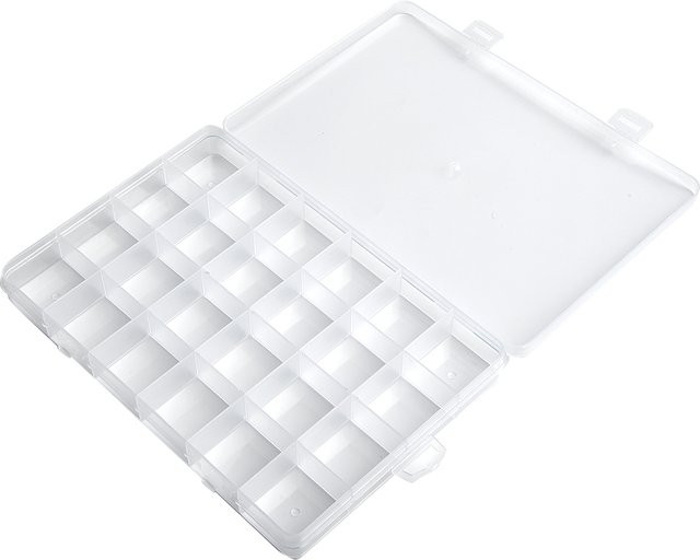 VIBRATITE 24-Fächer Kunststoffbehälter in Transparent zur Organisation von Schmuck, Perlen, Bastelbedarf und Kleinteilen - Bild 1