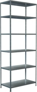 SCHULTE REGALWELT Stecksystem-Grundregal verzinkt mit 6 verstellbaren Böden, grau, H x B x T: 250 x 100 x 50 cm - Bild 1