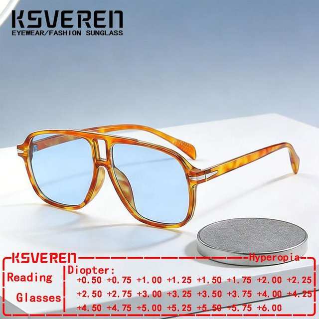 KSVEREN Lesebrille, quadratisch, Vollrand, Kunststoff, Unisex, blau - Bild 1