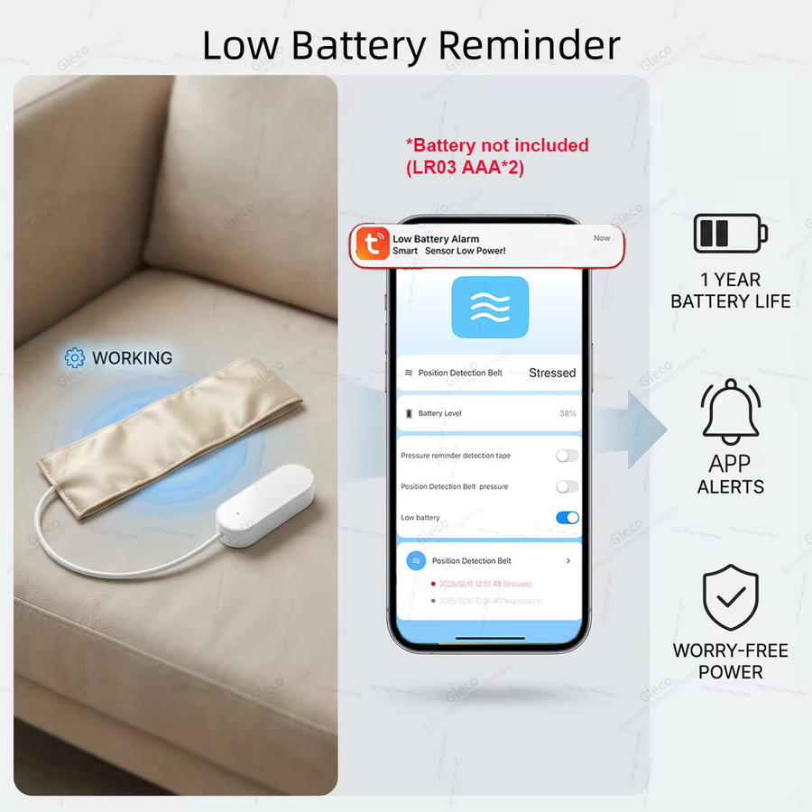 Gleco Zigbee Drucksensor für Schwerkraft- und Anwesenheitserkennung, batteriebetrieben, kompatibel mit Tuya Smart Life zur Hausautomatisierung - Bild 5