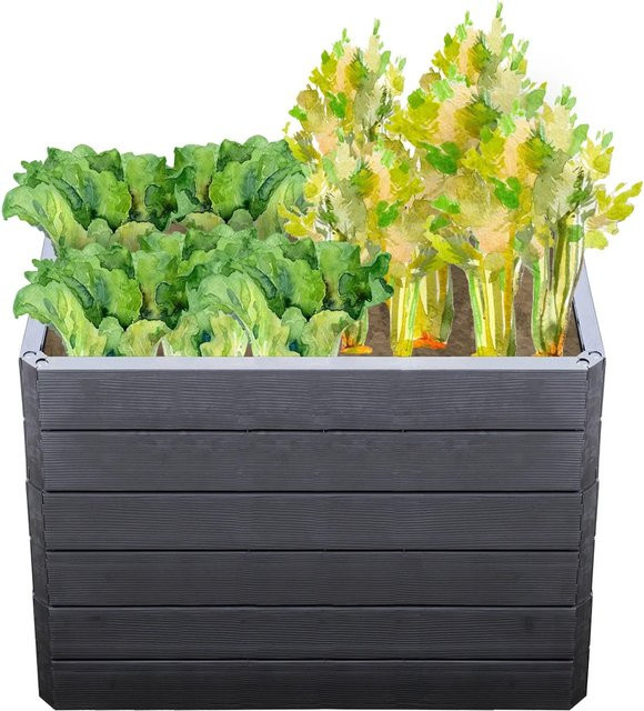 Garantia Hochbeet Ergo Quadro M 75 Wood aus Recyclingkunststoff für Garten, Kräuter und Gemüse, B/T/H: 75 x 80 x 60 cm - Bild 1