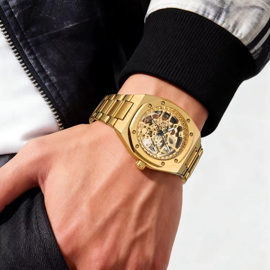 Forsining Armbanduhr, Automatik, Edelstahl, Gold, Herren - Bild 3