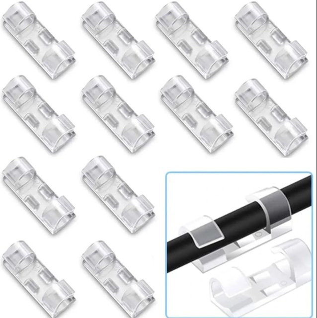 20er Set Selbstklebende Kabelclips Organizer in Transparent zur Kabelbefestigung für Tisch und Wand - Bild 1
