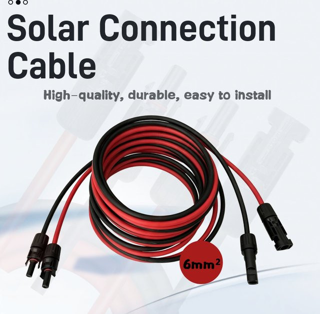 JINGYANGPV Solar-Verlängerungskabel 6mm² in Rot und Schwarz mit wasserdichtem verzinntem Kupferdraht für Solarmodule, Wohnmobile und PV-Systeme - Bild 1
