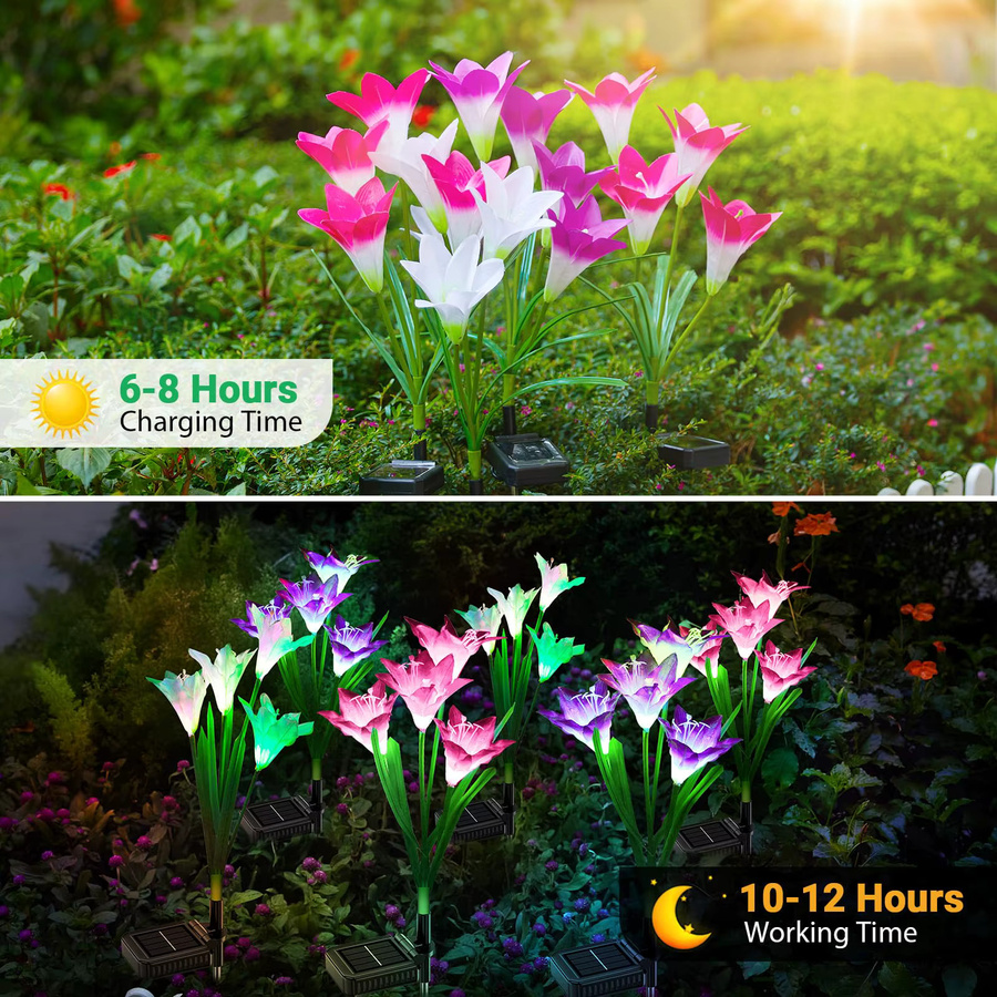 DBF Solar-LED-Lilien-Außenleuchten mit 7-farbigem Lichtwechsel für die Gartendekoration - Bild 3