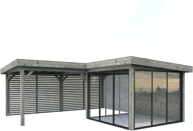 Palmako Pavillon Lenna Set Slide Grau, Fichtenholz, B/T: 588 x 588 cm - Bild 1