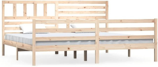 vidaXL Massivholzbett aus Kiefer in Braun im rustikalen Design, B/T: 200 x 200 cm - Bild 1