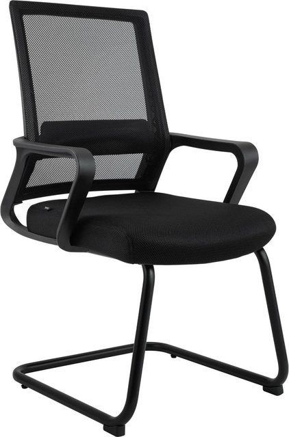 DELUKE Besucherstuhl SOFIA Konferenzstuhl und Bürostuhl aus Kunststoff und Metall in Schwarz, B: 58 cm, T: 60 cm, H: 96 cm - Bild 1