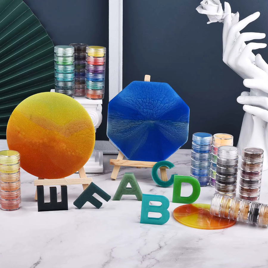 6er Set Perlglanz Pigmentpulver in Multicolour für Epoxidharz, Schmuckherstellung und Nail Art - Bild 5