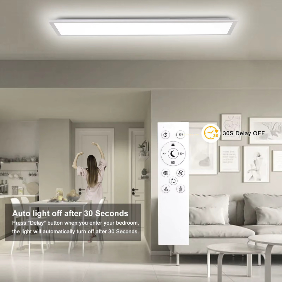 Oeegoo LED-Deckenleuchte RGB Panel, dimmbar mit Fernbedienung, 40W, 4400LM, B/T/H: 120 x 30 x 3 cm, Weiß/Multicolor - Bild 4
